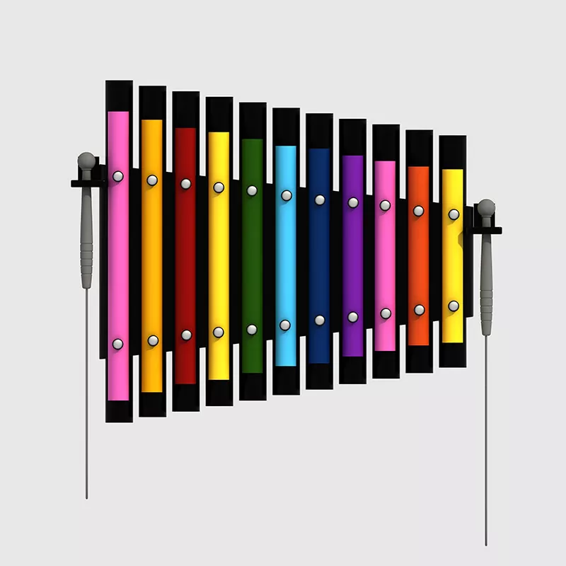 Ścienny metalowy instrument perkusyjny z zabawkami